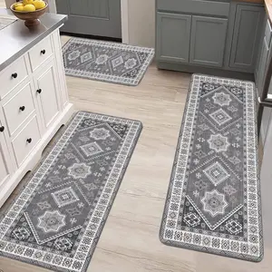 Bohemian Style Kitchen Mat Set of 3 Pieces Non-Slip Washable Floor Mat for Thick Kitchen Mats Hallways Laundry Rooms & Holiday Decoration Art Rug Home Decor Anti-Fatigue Comfortable Long Strip Carpet boho flannel room hallway area indoor flooring soft