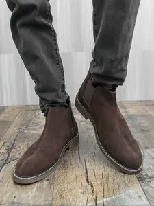 Classic Comfortable Anti-Suede Short Men's Round Toe Boots, Stylish Low-Top Footwear for Everyday Wear, Durable & Trendy Design
