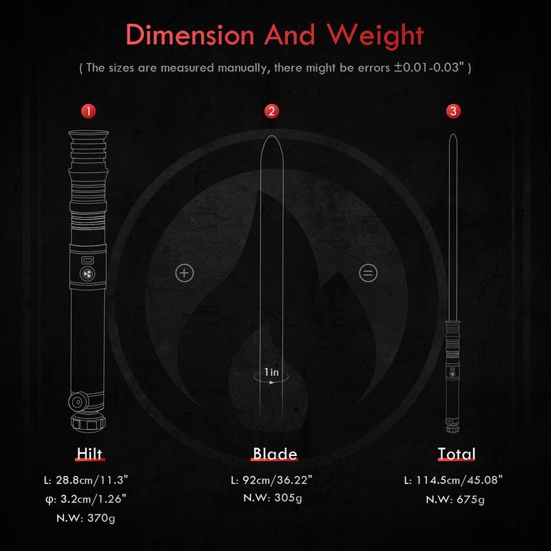 MightyBeanz Metal Handle Darth Revan Lightsaber 92cm PC Blade App Controlled Role Playing Outdoor Sports Dueling Toy with Custom Soundboard Pixel FX Sword Durable Steel