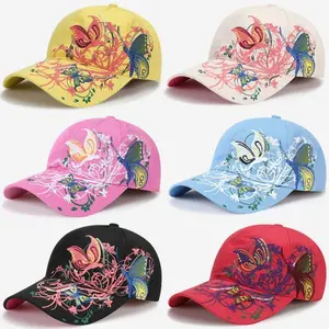 Sequin Embroidered Cotton Baseball Cap - Butterfly-Accented Adjustable Stylish Hat for Sports, Outdoor Wear