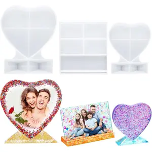 3 count  Picture Frame Mold Heart  Mold Rectangle Epoxy Table Molds for DIY Personalised Picture Frame Epoxy Moulds Art Craft for Wedding  Decor