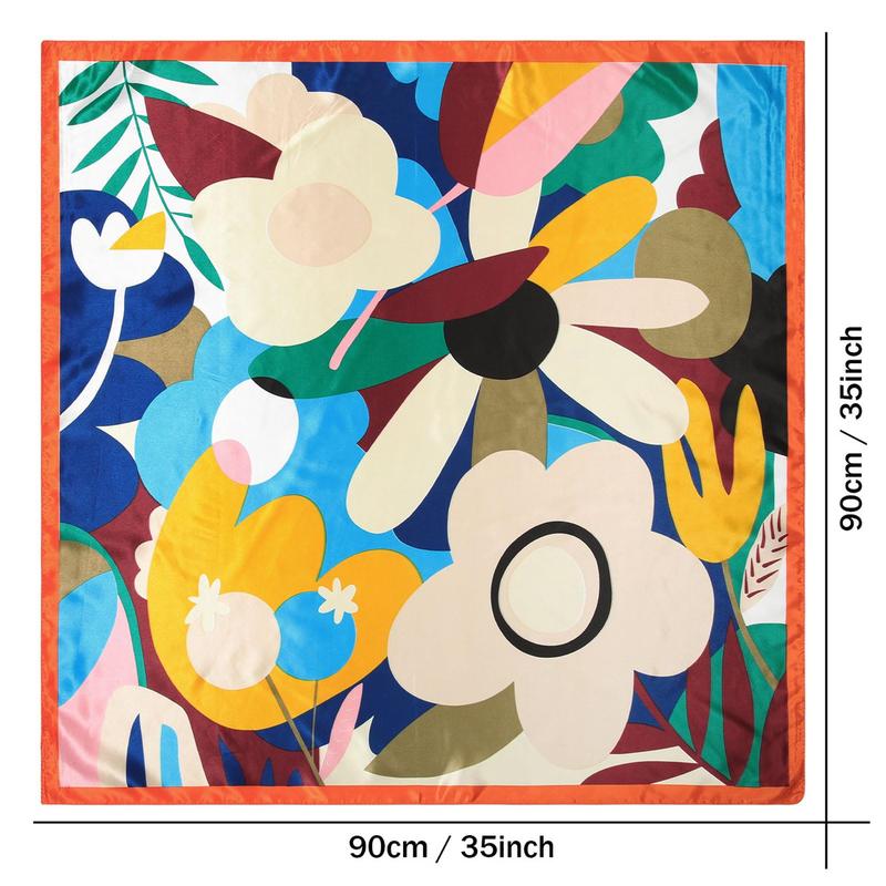 4-piece suit 35'' Printed Large Square Satin Head Scarf Neck Scarves for Women Silk Like Neck Hair Kerchief Bandanas Sleeping Head Wraps Hair Band Headscarf Female Hair Accessories