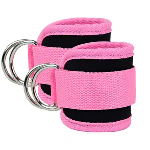 Fitness Ankle Straps for Cable Machines, 2 Pack Comfortable Adjustable Padded Ankle Wrist Cuffs, Kickback Glute Workouts for Men Women, D-Ring Leg Straps, Glutes Workout Equipment