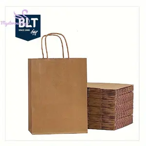 Bags&suitcases 250Pcs BLT Brown Paper Bags with Handles Bulk 13×10×5 Inch Gift Bags Bulk, Brown Kraft Paper Bags, Shopping Bags, SOS Bags, Recyclable Paper Bags