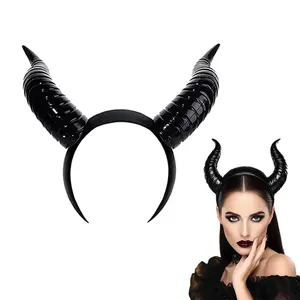 Halloween Queen Demon Horn Headband, Gothic Cosplay Costume Headpiece, Party Performance Costumes Accessory