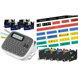 Label Maker Machine with 9 Laminated Tapes Waterproof Labels for Home School Office Organization Classic Multicolor White Black Red Yellow