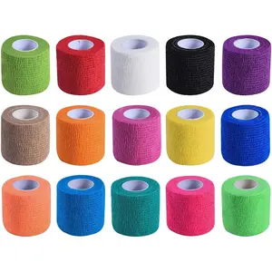 15 Pack 2 Inch x 5 Yards Self Adhesive Bandage Breathable Cohesive Bandage Wrap Rolls Elastic Self-Adherent Tape for Stretch Athletic, Sports, Wrist and Ankle
