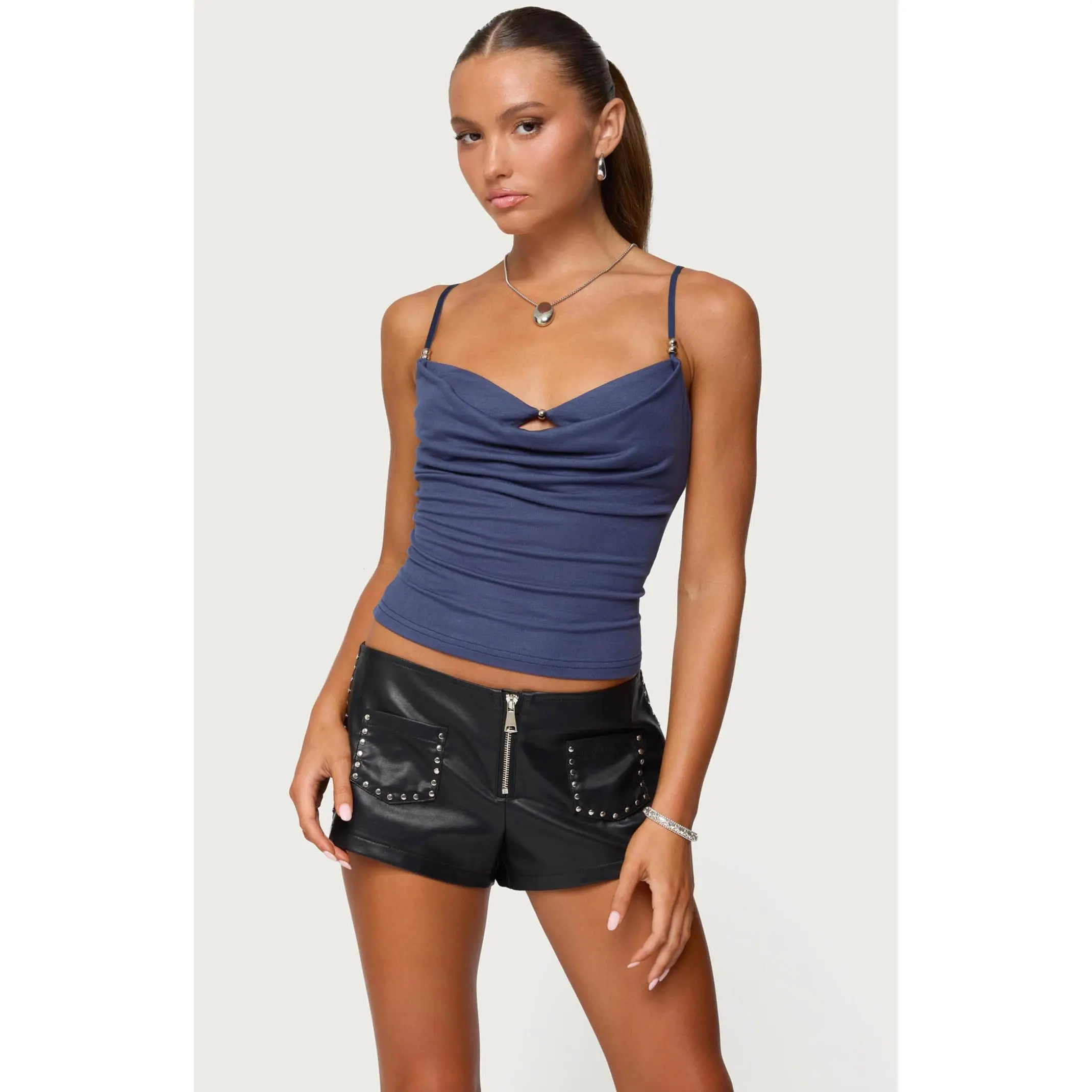 Edikted Women's Layered Bra Cowl Neck Top - TikTok Shop