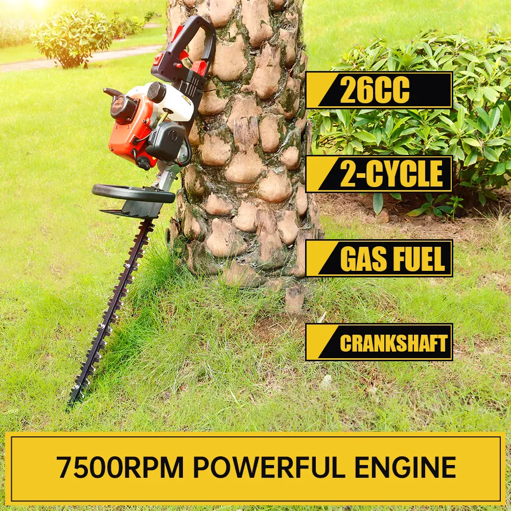 Areyourshop 24" Double-Sided Blade 26cc Gas Hedge Trimmer, Recoil Start Gasoline Garden Pruning Tool