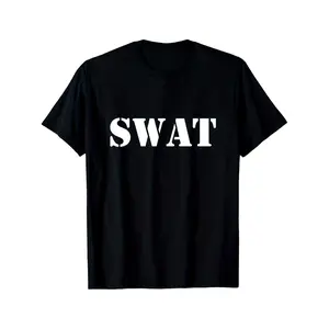 Swat Team Shirt Fun Police Costume For Adults Comfortable Casual Short Sleeve Daily Wear All Season Black Men