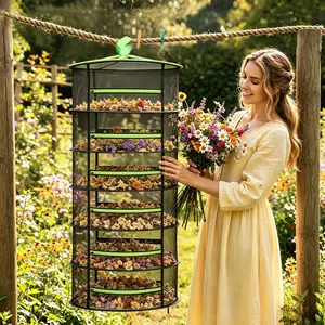 Six-Layer Eight-Layer Foldable Zipper Drying Rack, Plant Sunning Net, Grass Drying Rack, Adjustable Design for Efficient Storage