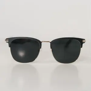 Blue Eye Grady Sunglasses - White Gold Club Master Style with Polycarbonate Lens, Metal Frame, Shatter Resistant, UVA/UVB Protection, Scratch Resistant Coating