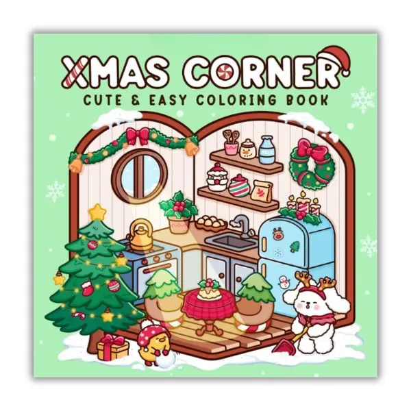 Xmas Corner: Coloring Book for Adults and Teens Featuring Christmas Scenes and Pocket Spaces, Cute and Easy Designs for Relaxation and Stress Relief (Cozy Xmas)