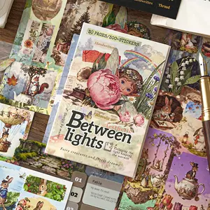 30 Sheets/book Sticker Book, Plant Food Theme Decorative Materials, Hand Account Stationery Water Bottle Multi-Scene Decoration