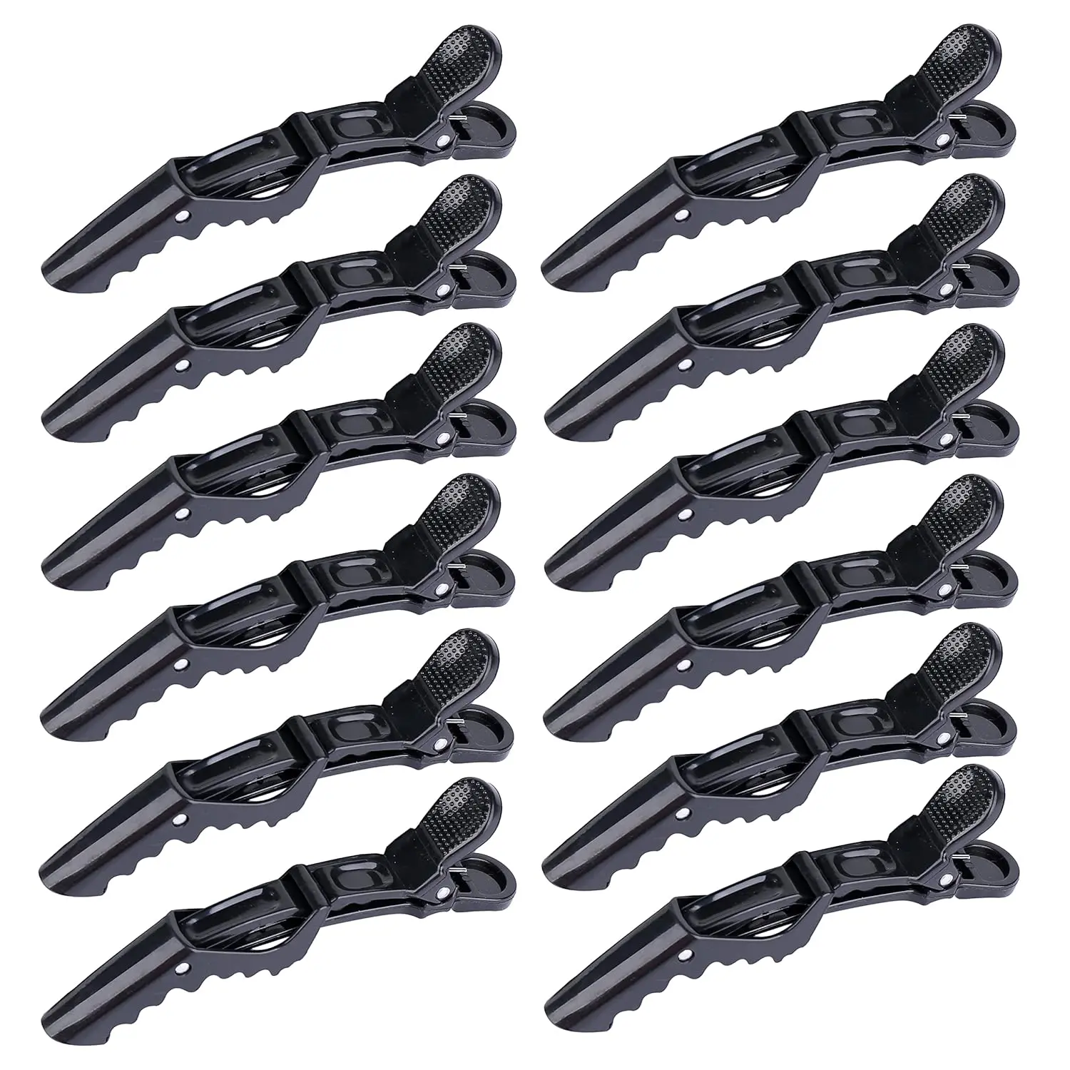 12 Pack Unisex Plastic Alligator Hair Clips, Professional Double-Hinged Salon Clamps with Non-Slip Grip for No-Dent Sectioning & Styling, Double Hinge, Wide Teeth, 12Pcs, Holds Hair Tightly, Travel, Clamp, Salon Use, Leaves No Hair Dents