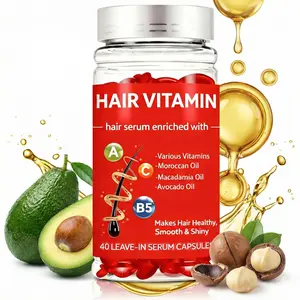 Hair Vitamin Serum Capsules with Argan, Avocado & Moroccan Oils Leave-In Treatment with Vitamins A C E & Pro-B5 for Dry Damaged Frizzy Hair Helps Smooth Shine & Strengthen Split Ends Lightweight Daily Hair Care for Women & Men Travel-Friendly Capsules