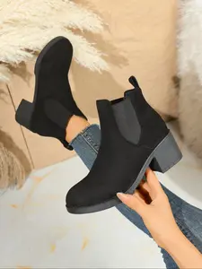 Women's new ankle boots, Chelsea boots with side zipper design, Boots Square Toe, elegant and simple versatile trendy women's boots, suitable for autumn and winter outdoor walking shoes, ideal for everyday casual occasions, a must-have for gifting