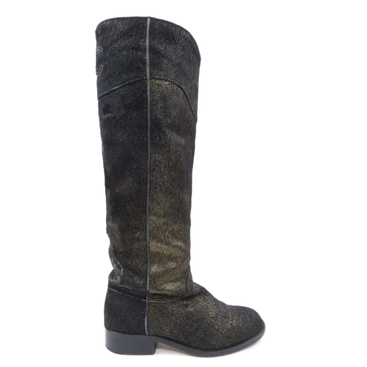 Pre-owned CHANEL Suede Small Leather Goods Calf Hair Long Boots
