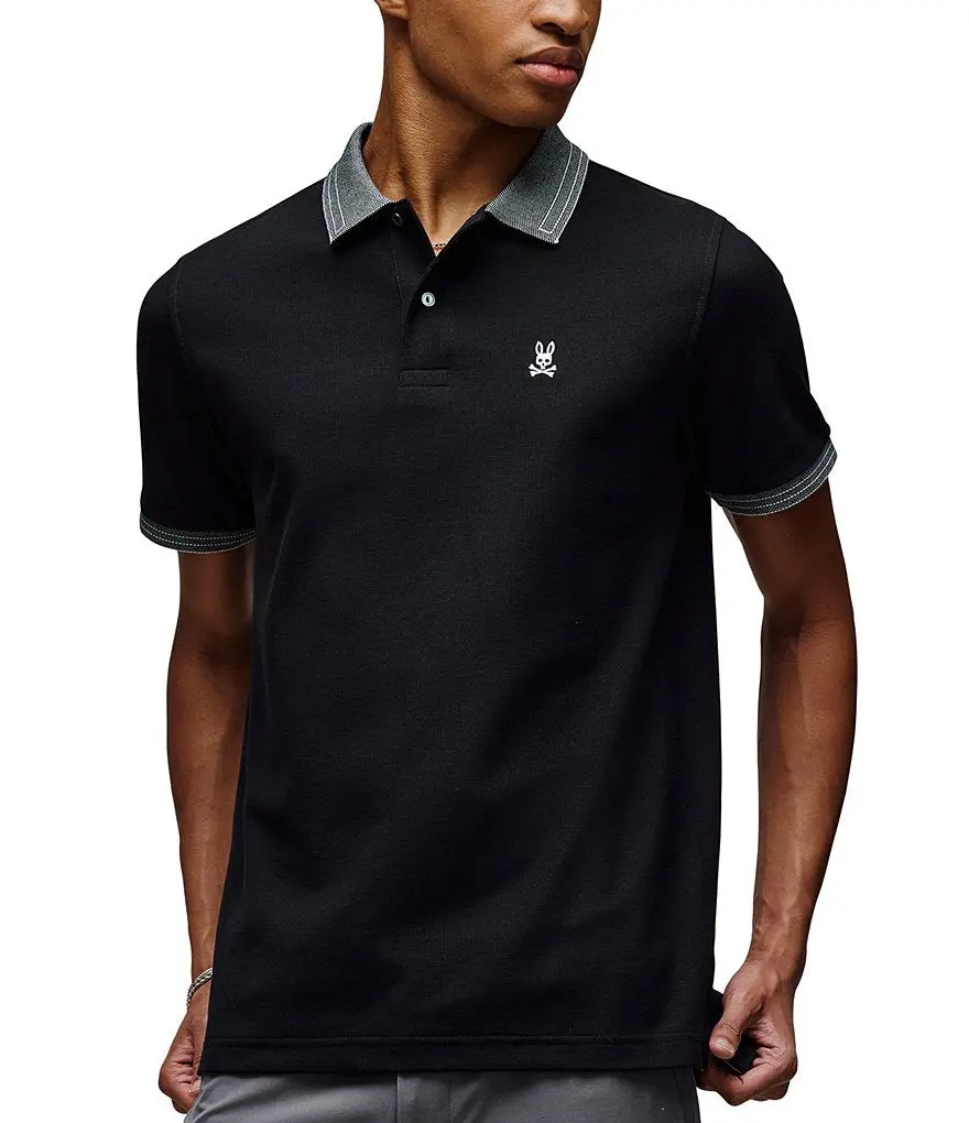 Psycho Bunny Murphy Pique Polo Menswear Top Black Shirts Classic Shortsleeve