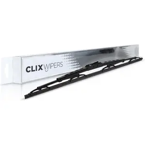 ClixWipers Inch Conventional Windshield Wiper Blade – AllWeather Steel Frame, Easy Install with Hook, Pin & Bayonet Adapters, StreakFree Performance ( Pack)