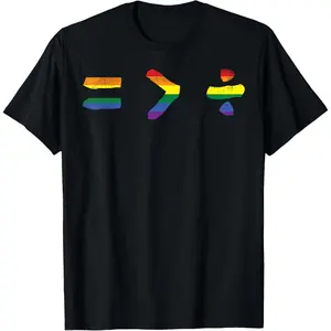 Equal Greater Than Divide Equality LGBTQ Gay Pride Ally T-Shirt Pure Cotton Graphic Tees Menswear Top: Gifts for Men & Women