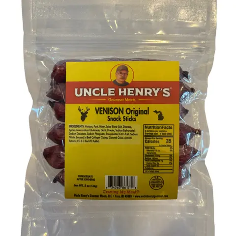 Uncle Henry's Gourmet Meats Wild Game Dehydrated Jerky Sticks Variety Sampler - 5 oz, High Protein, Low Sugar, Smoked, Bison Original/Spicy Cheese/Jalapeño Kick Flavors, Good Source of Protein, for Meat Lovers & Any Occasion