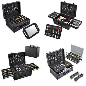 Professional Barber Case Large Hairdresser Carrying Suitcase with Combo Locks Barbers Briefcase Tool Case for Clippers and Supplies Hair Scissors Trimmer Salon Travel Organizer