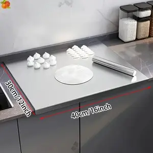XXL 304 Stainless Steel Kitchen Cutting Board with Lip - Food Grade, Non-Slip, Easy-Clean, Heavy-Duty, Silicone-Enhanced for Meat Chopping, Dough Prep, Kitchen Knives Compatibility
