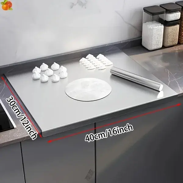 XXL 304 Stainless Steel Kitchen Cutting Board with Lip - Food Grade, Non-Slip, Easy-Clean, Heavy-Duty, Silicone-Enhanced for Meat Chopping, Dough Prep, Kitchen Knives Compatibility