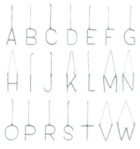 Metal Alphabet Ornament with Beads Silver