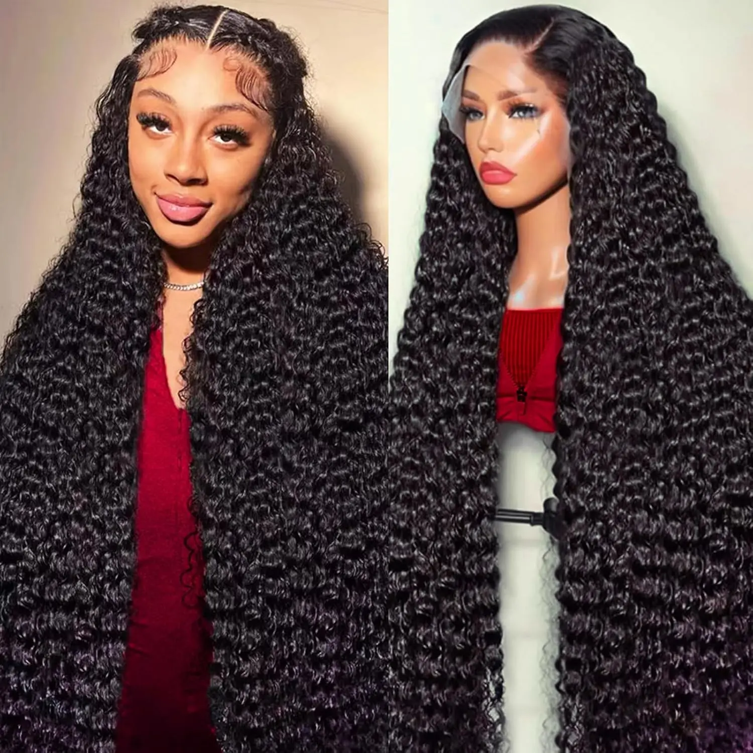 40 Inch Deep Curly 13x6 Lace Front Wigs Human Hair 13x4 Hd Lace Front Wigs Deep Wave Wig Wet And Wavy Pre Plucked 100% Real Human Hair No Tangle No Shedding