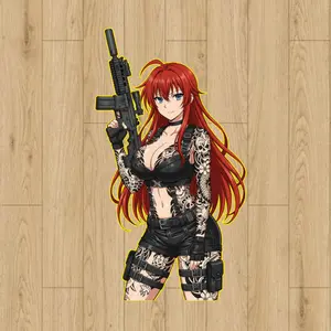 Rias Grmory Tactical Waifu with M4A1 Sticker – Tattoo Operator Vinyl Sticker Waterproof, Christmas Gift Sticker