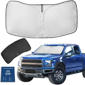 For Ford F150, F-150, F250, F350, F450 (2015-2020) 4-Layer Retractable 240T Windshield Sunshade - Front Window Shade, Blocks UV Rays, Truck Accessory