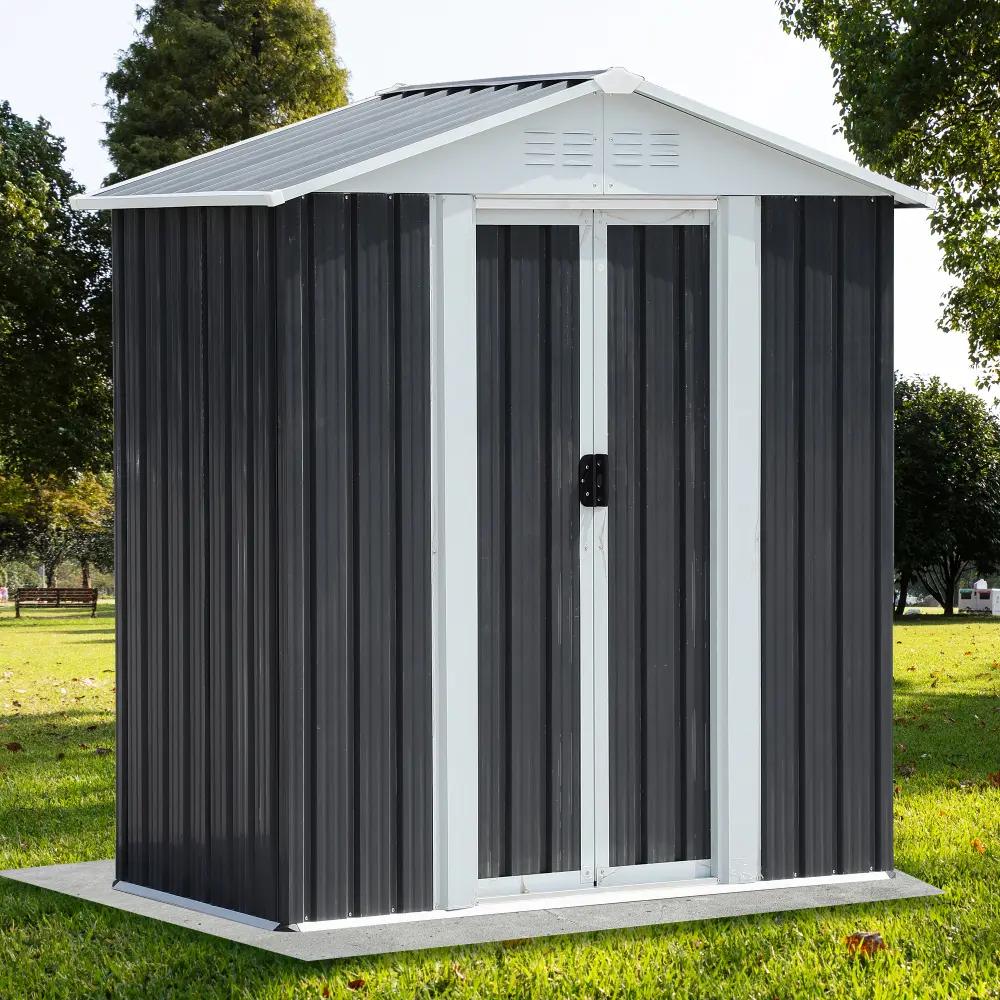 littleox 6x4 FT Garden Shed for Patio Outdoors Storage Shed Metal Frame design Sliding Door