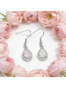 Classic Drop-Shaped Drop Earrings Ladies Fashion Jewelry,Elegant VintageWhite Opal Earrings, Perfect Anniversary Gift for Her
