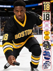 Happy Gilmore #18 Jersey Boston Adam Sandler 1996 Movie Ice Hockey Jersey Stitched S-XXXL,90S Hip Hop Clothing for Party Sports Top, Casual Sports Jersey