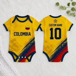 Personalized Colombia Baby Soccer Bodysuit, Custom Name Colombia Football Onesie, Colombian Baby Jersey Romper, Soccer Fan Baby Gift J4O