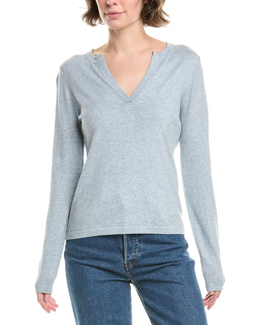 Forte Cashmere Split Neck Cashmere-Blend Sweater