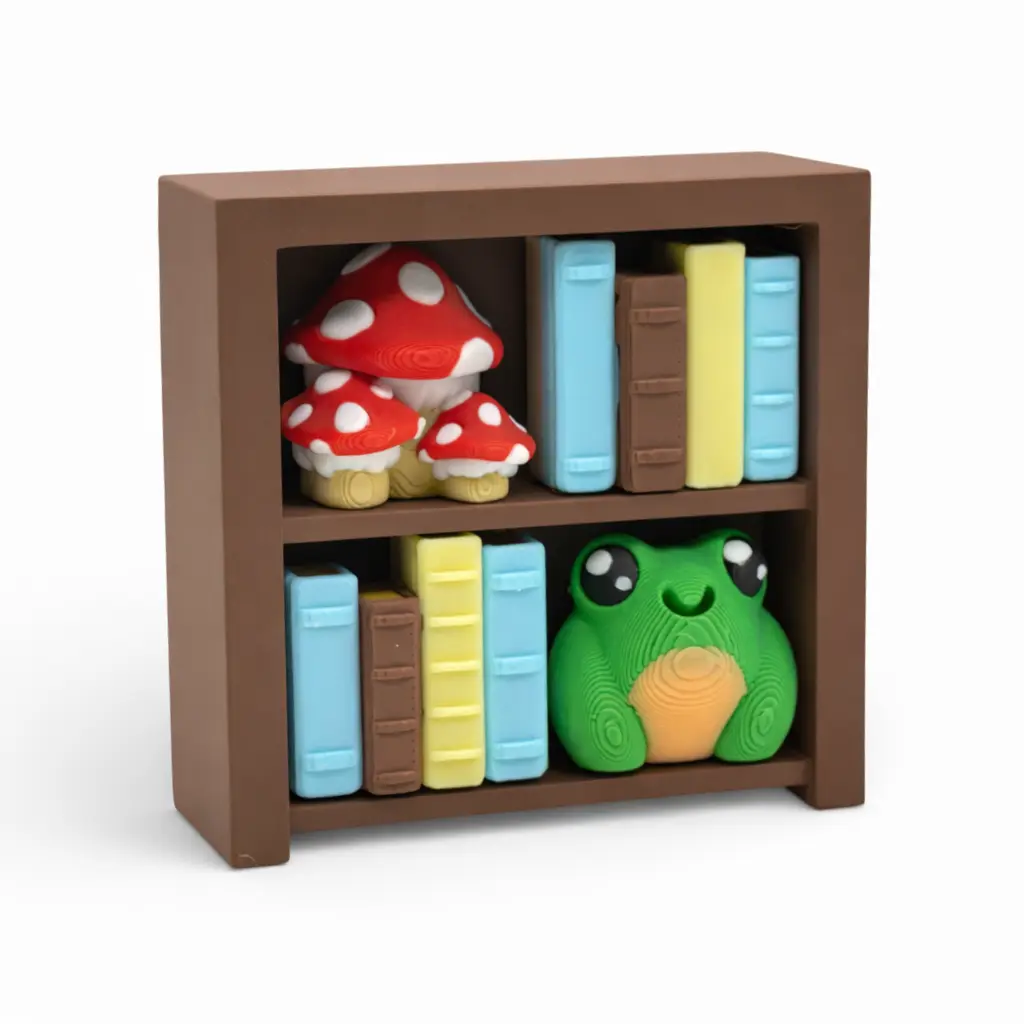 Mini Book Nook Clicker – Two-Shelf Desk Fidget