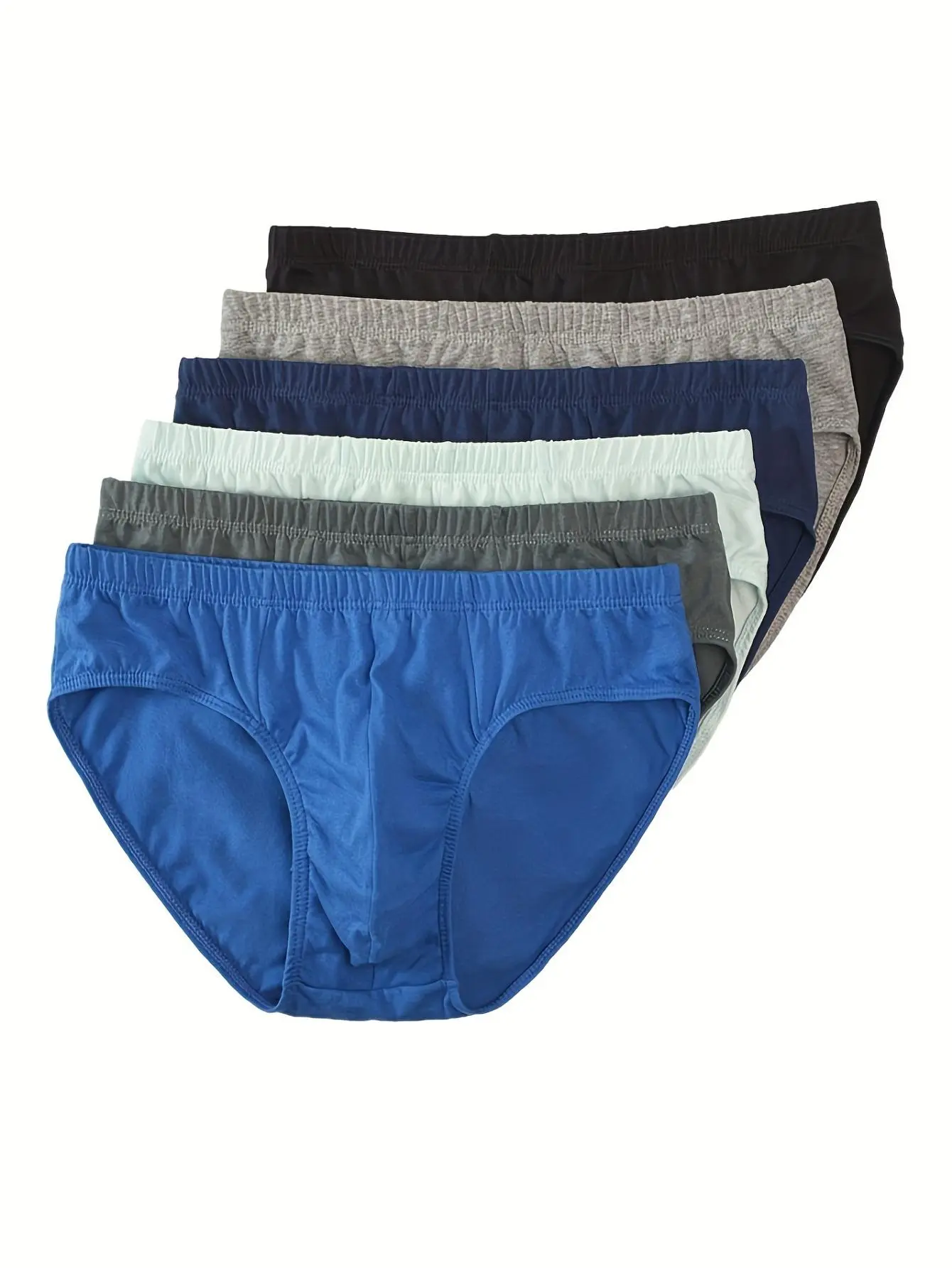Men's Plain Cotton Underwear, 5 Pack Mid-Rise Briefs for Daily Wear, Soft and Breathable Menswear