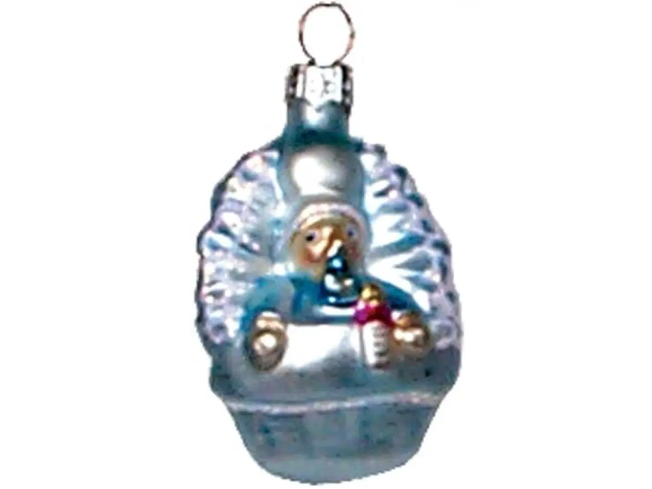 GEDA GL1093B Handmade Portable Mini Blue Baby Figure Decoration - Hand-blown Polished Glass Ornament, 1.5w x 1.25d x 2.75h in