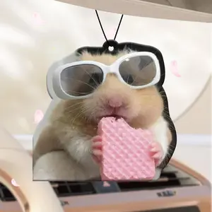 Cute Hamster Design Car Air Freshener Ornament, Car Rear-view Mirror Decorative Hanging Fragrance Tablet, Car Interior Decoration Accessories, Car Interior Diffusers