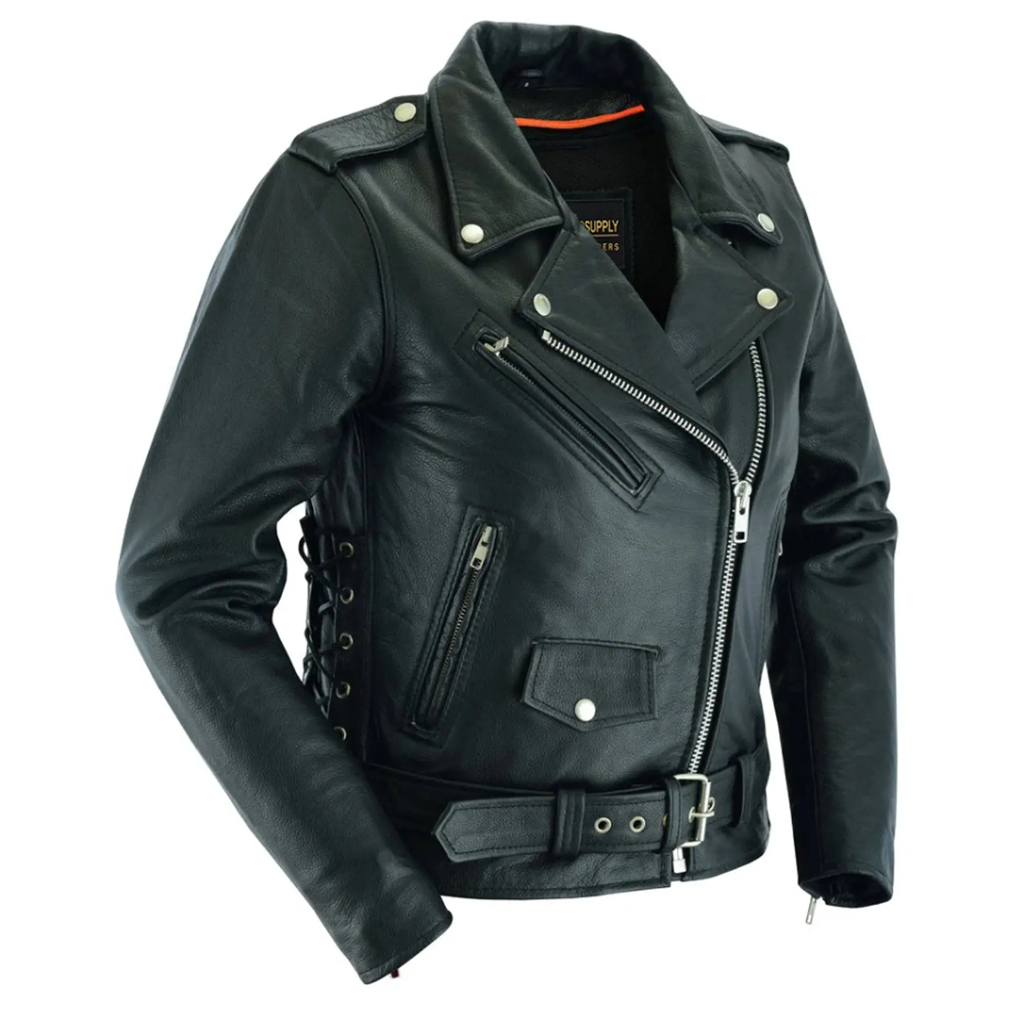 WOMEN'S CLASSIC SIDE LACE POLICE STYLE M/C JACKET MC30101