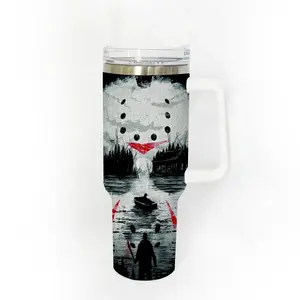 40oz Stainless Steel Tumbler, 1 Count Friday the 13th Pattern Insulated Water Bottle, Stainless Steel Thermos, Stainless Steel Flask, Drinking Cup for Home Office School, Boyfriend Gift, Drinkware, Summer Cool Bottle
