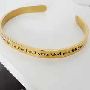Bible Verse Joshua 1:9 Thin 6mm Cuff Bracelet
