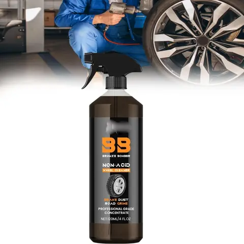 Brake Bomber 120ml Car Wheel Cleaner - Non-Acid Powerful Versatile Cleaning Formula, Shine Boost, Retread Support, Durable Maintain, Safe for Alloy, Chrome, Painted Wheels & Various Materials