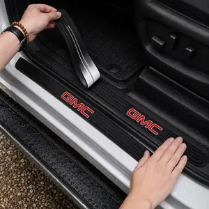 For 4PCS BlackGMCBlue Rubber Car Door Scuff Sill Cover Panel Step Protector, Protect Car