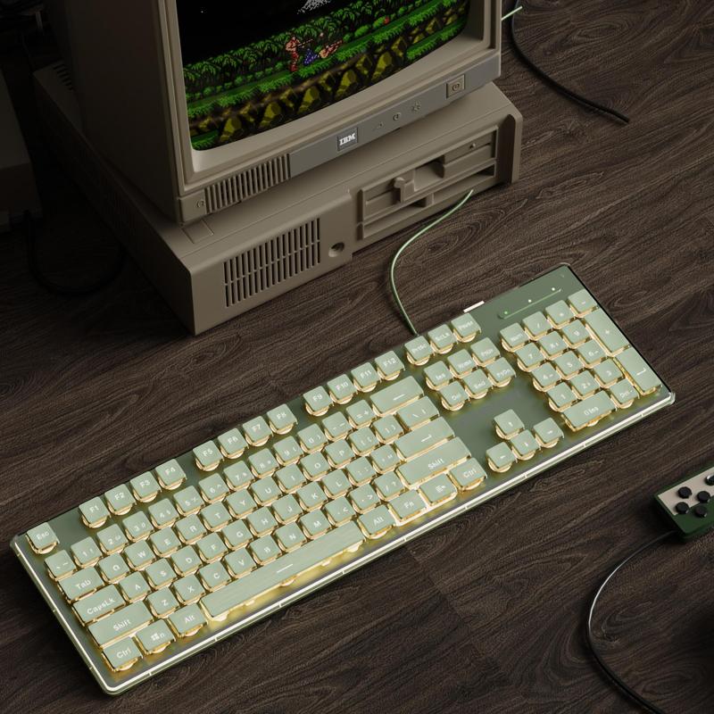 EWEADN V3 Wired Gaming Keyboard, Mechanical Feel Backlit Office Keyboard, Ergonomic Design Portable Keyboard, Compatible with Windows Laptop PC, Mechanical Game Keyboard