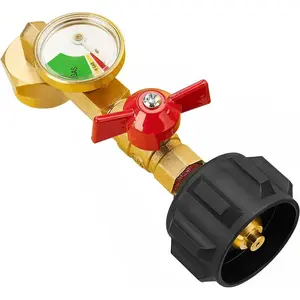 Propane Refill Adapter with Valve & Gauge, Fits QCC1 / Type1 Propane Tank and 1 lb Throwaway Disposable Cylinder Propane Bottle Connector