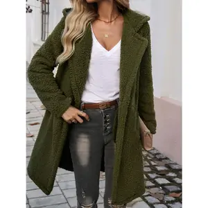 Pocketed Long Sleeve Hooded Teddy Coat